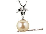 thpd014 12-13mm Nature Golden South Sea Pearl & Diamond 18K gold pendant